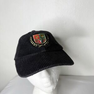 Teddy Fresh Since 1 Year Ago‎ Black Corduroy Crest Adjustable Dad Cap Hat Retro
